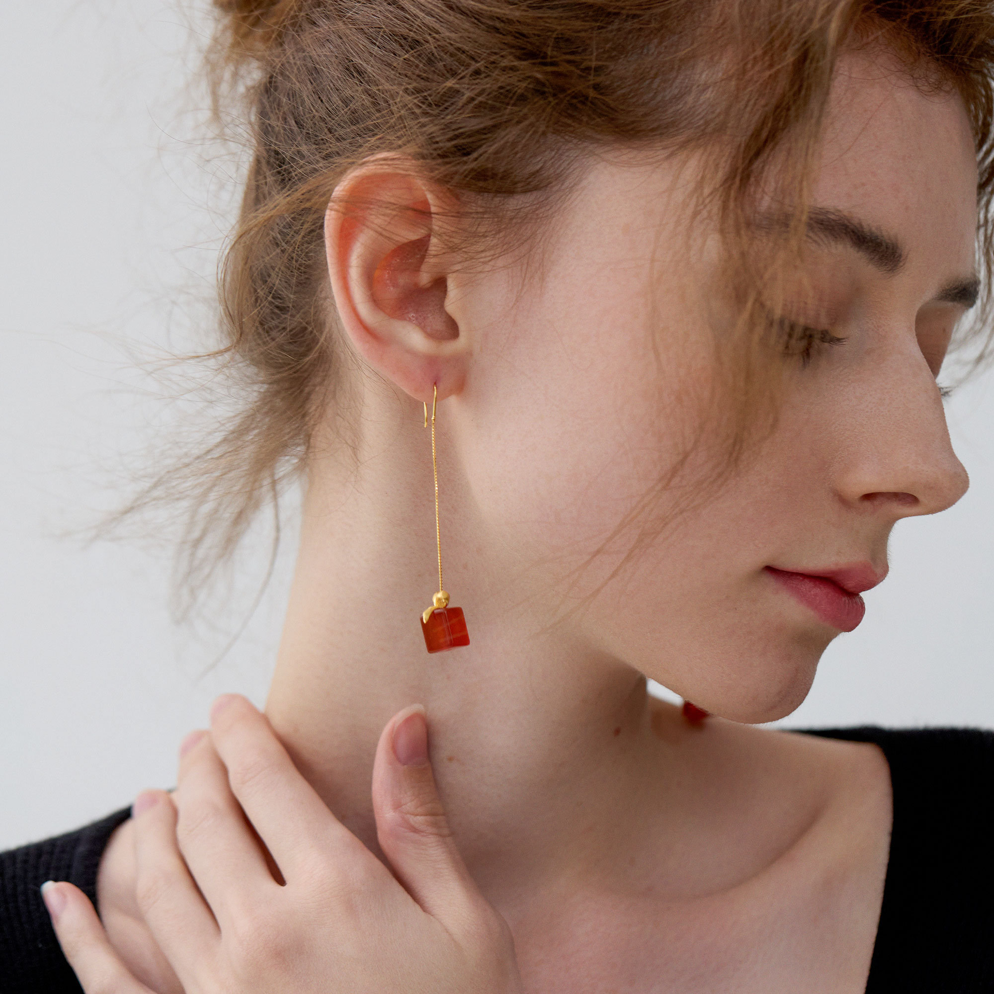 Red Gift Box Threader Earrings