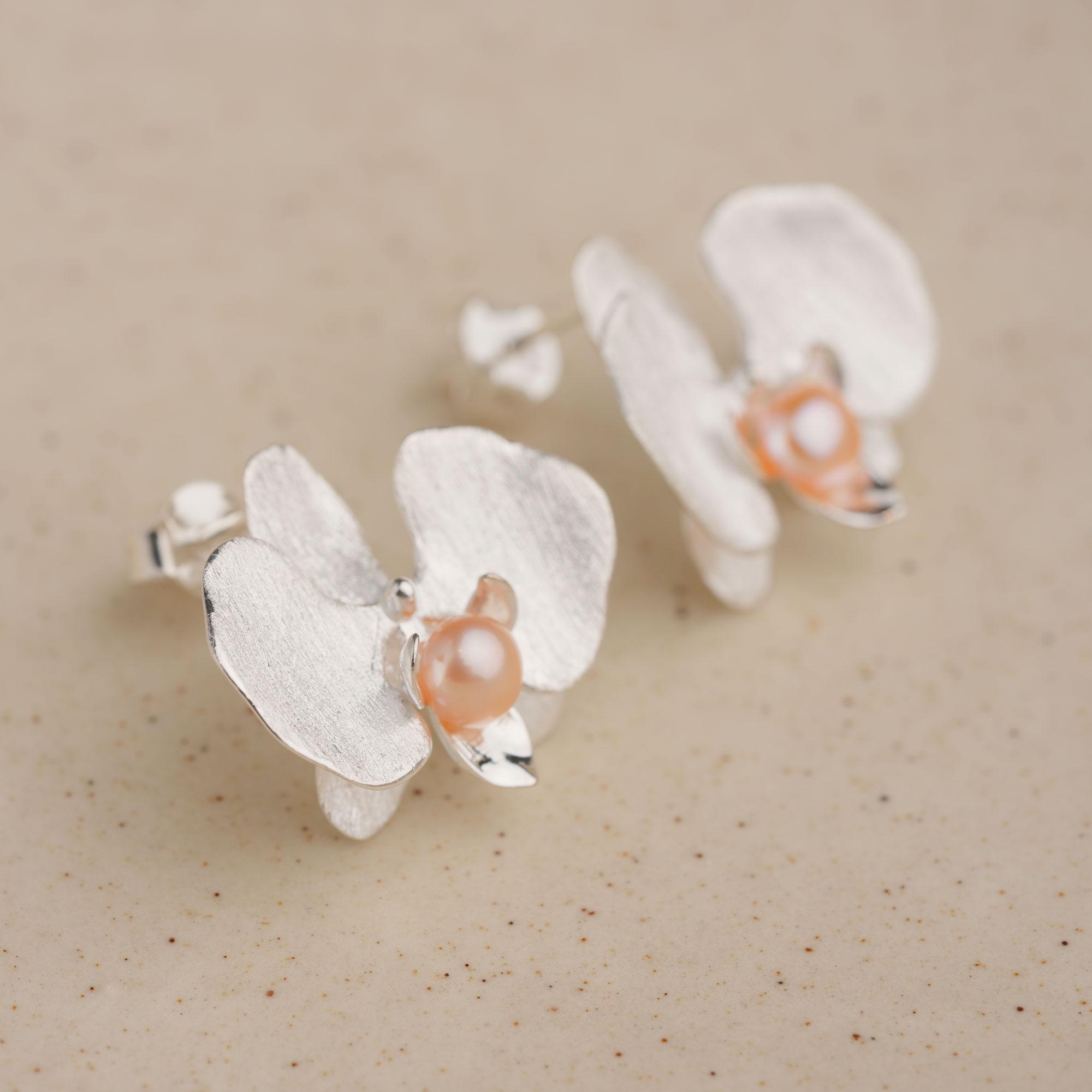 Orchid Flower Stud Earrings