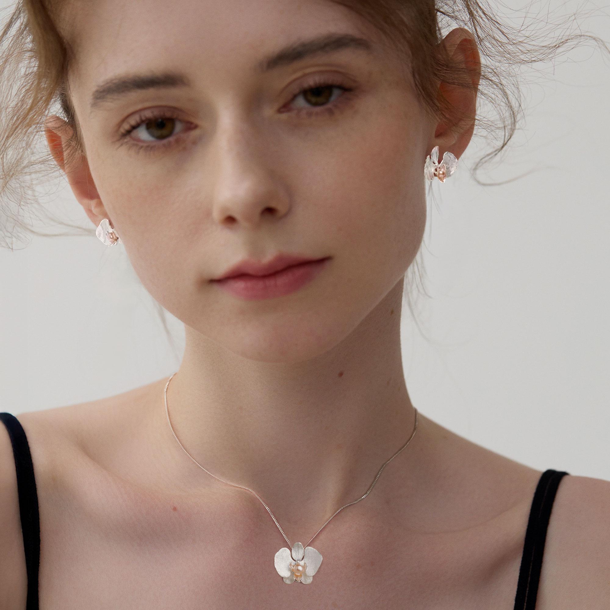 Orchid Flower Stud Earrings