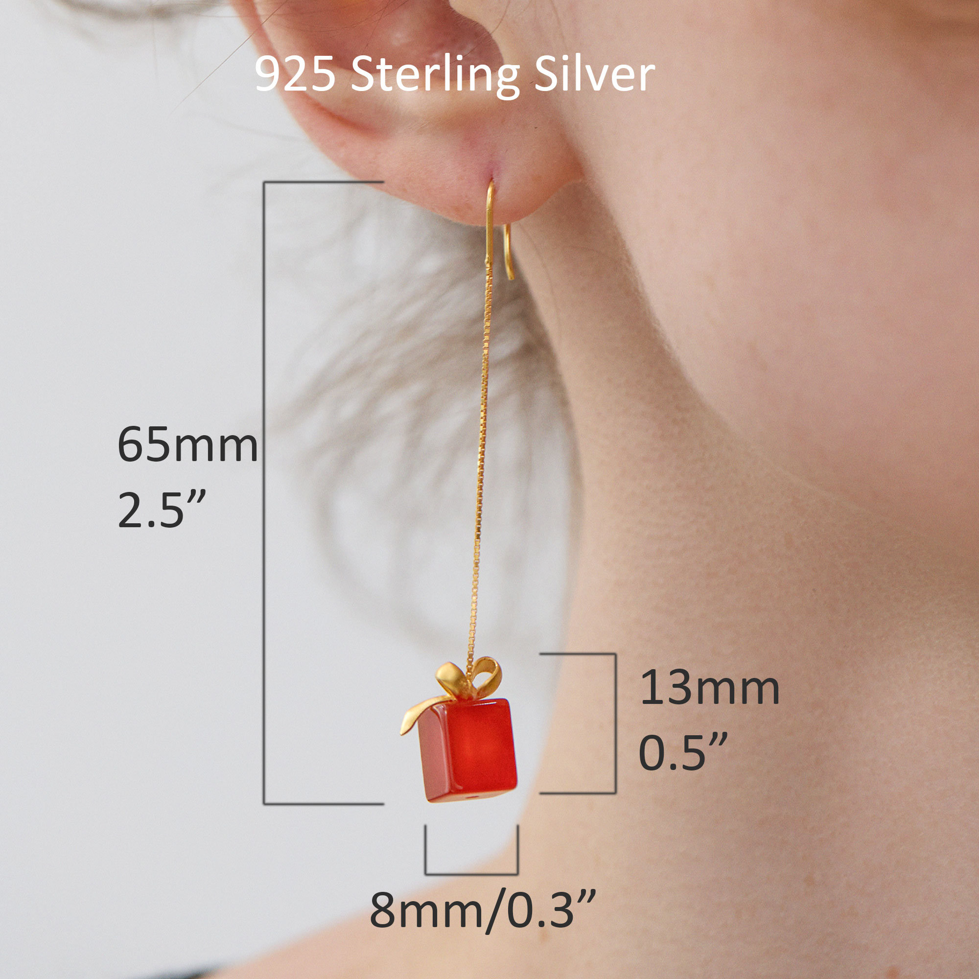 Red Gift Box Threader Earrings