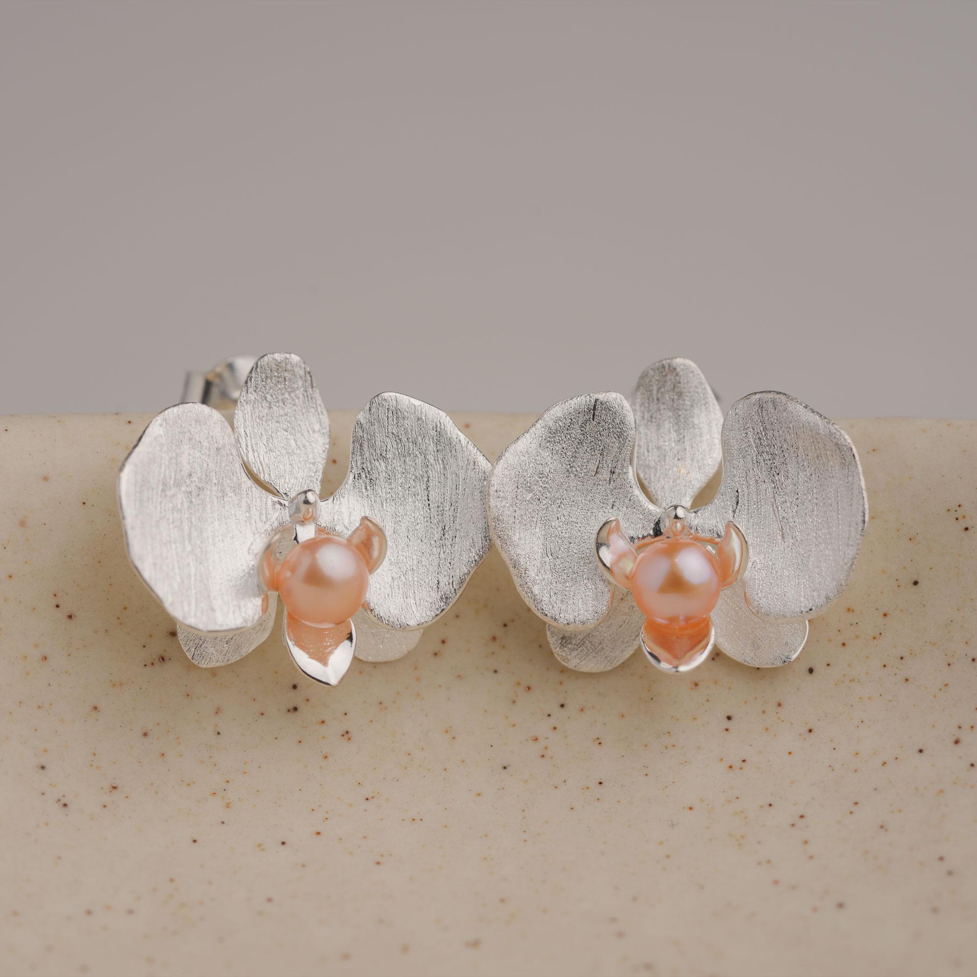 Orchid Flower Stud Earrings