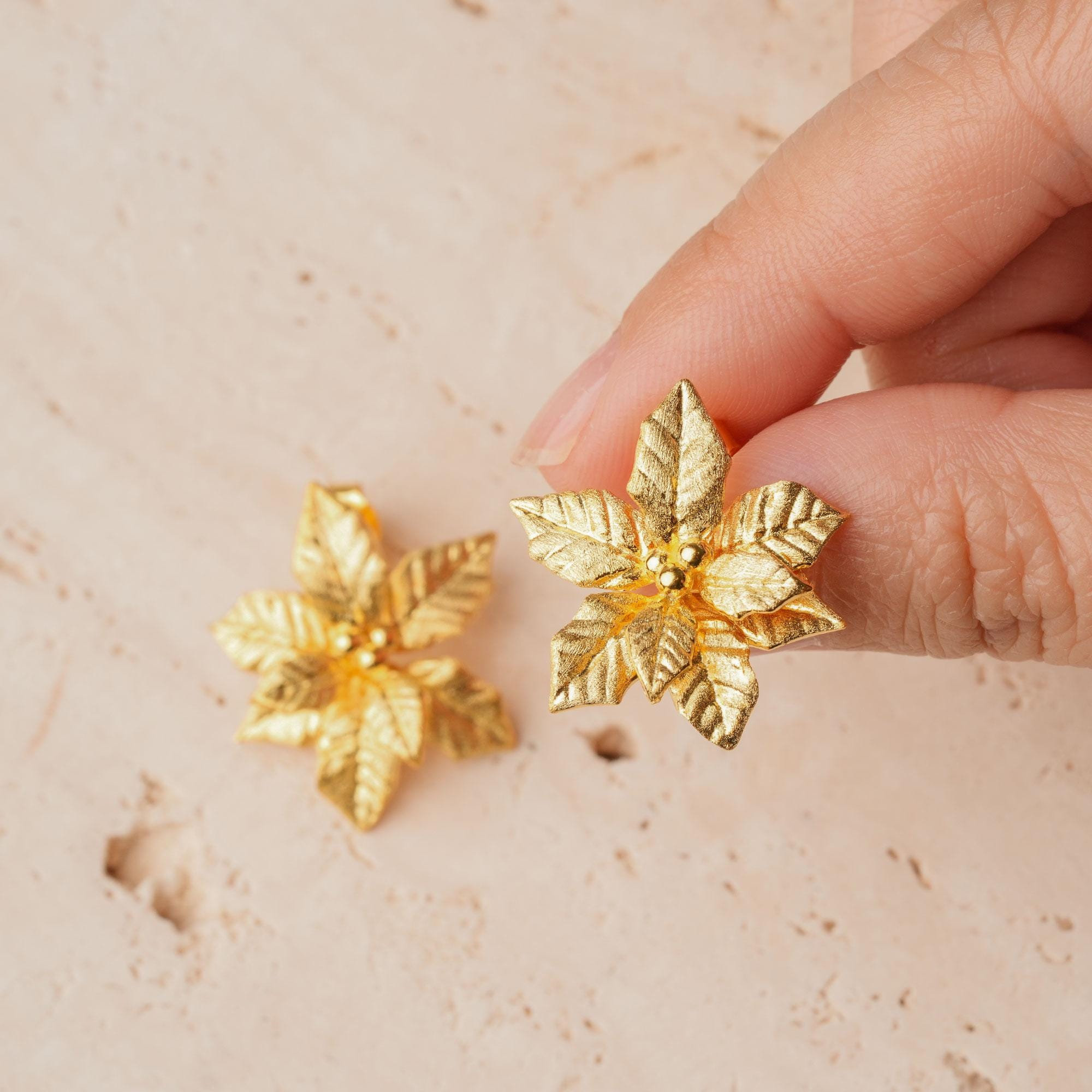 Gold flower earrings