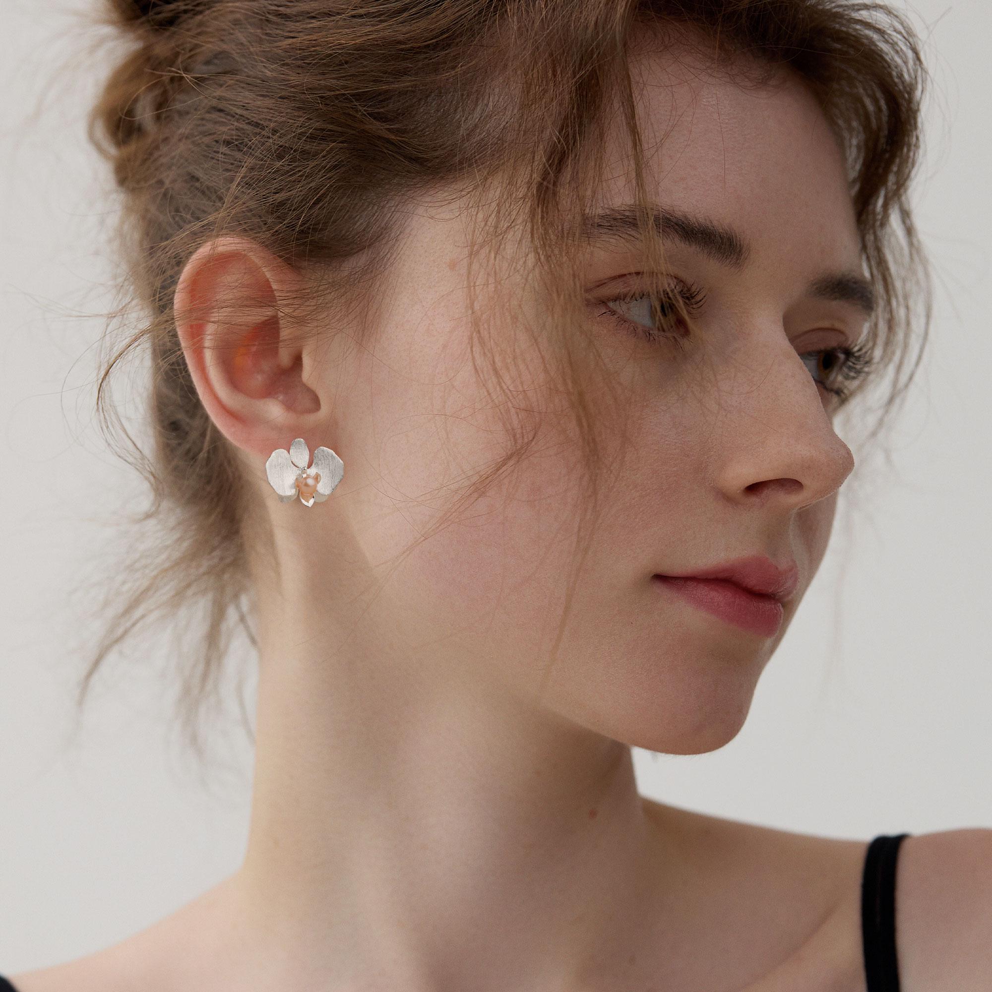 Orchid Flower Stud Earrings