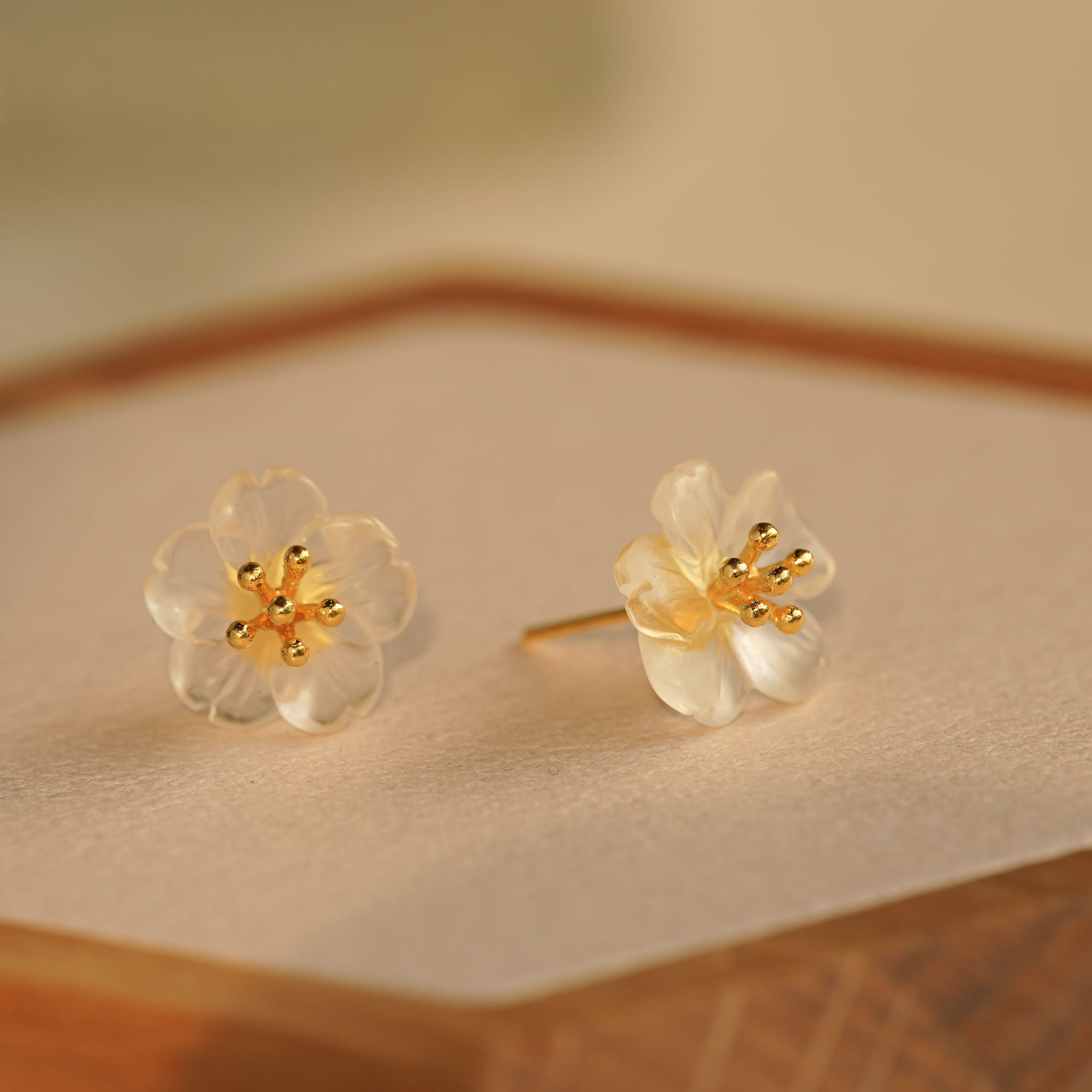 White Flower Stud Earrings