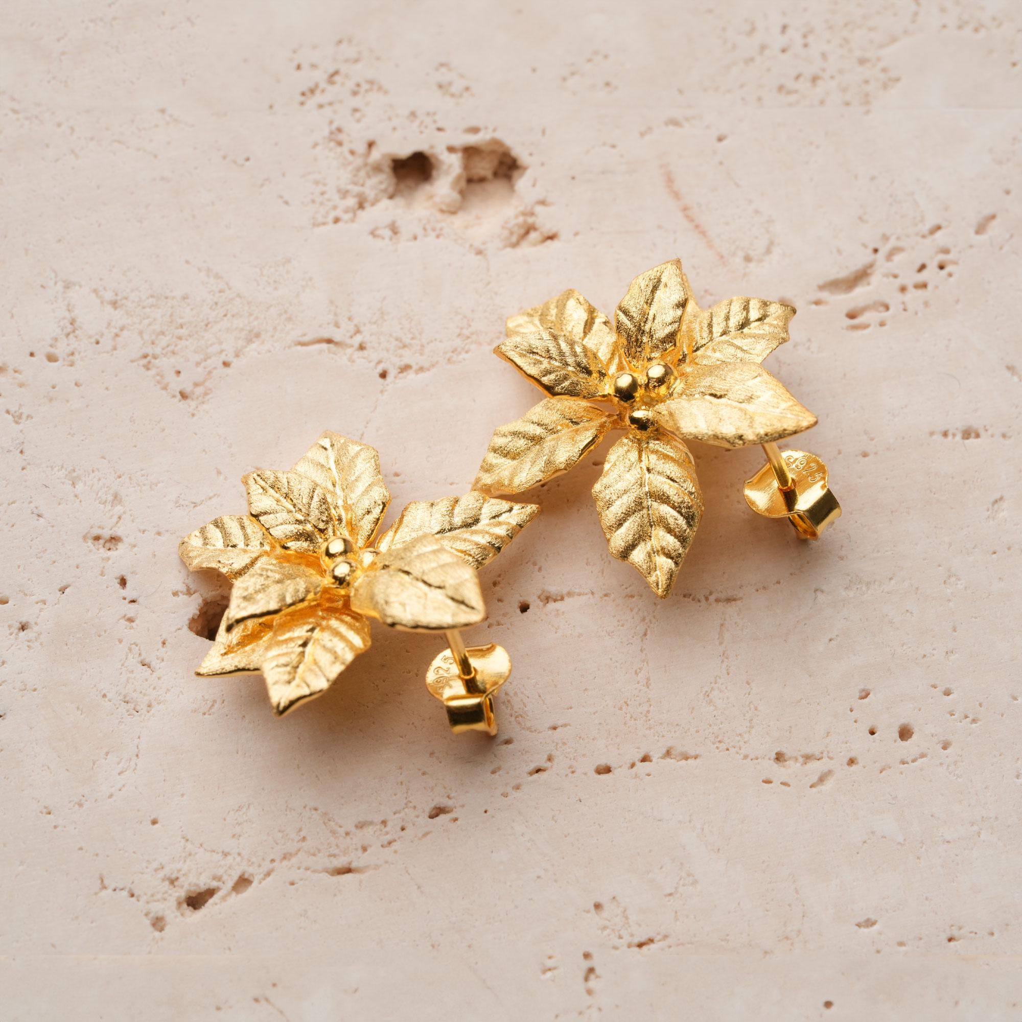 Gold flower earrings