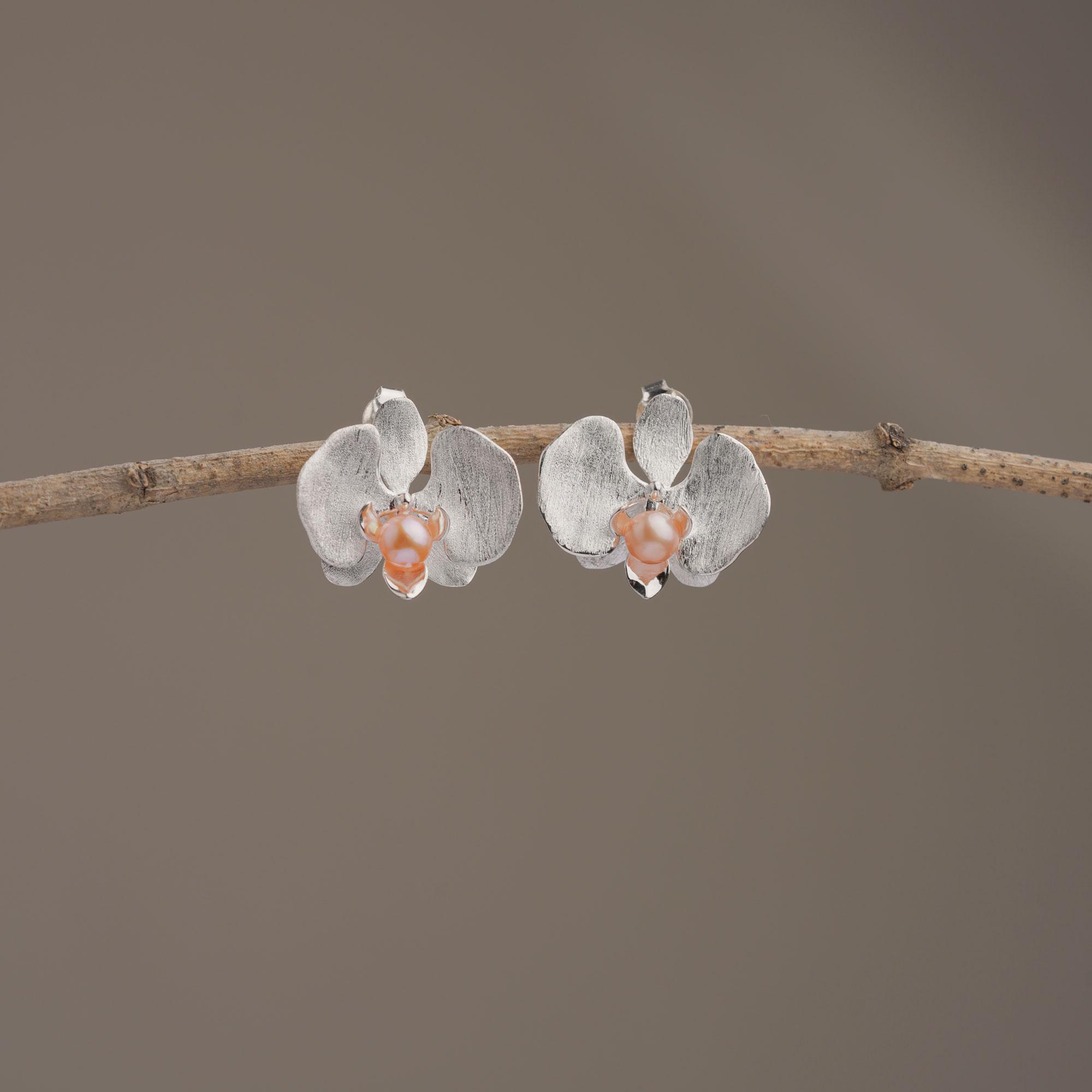 Orchid Flower Stud Earrings